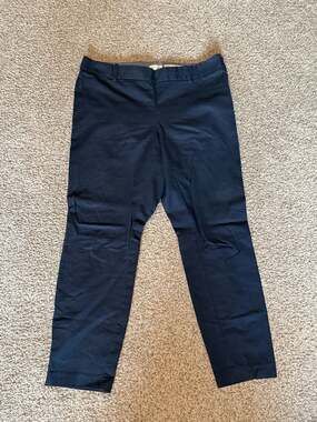 Maison Jules Women's Charlotte Pencil Mid Rise Stretch Navy Blue Skinny Pants -1